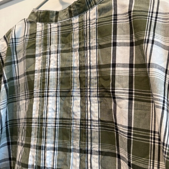 Only Necessities Olive and White Plaid 2X Button Down Shirt - Picture 7 of 7